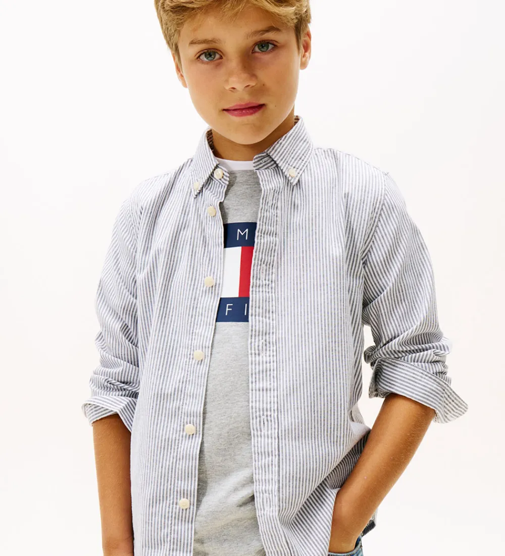Skjorter|Konfirmationstøj-Tommy Hilfiger Skjorte - Dark Night Navy Stripe