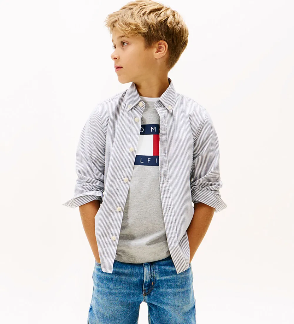 Skjorter|Konfirmationstøj-Tommy Hilfiger Skjorte - Dark Night Navy Stripe