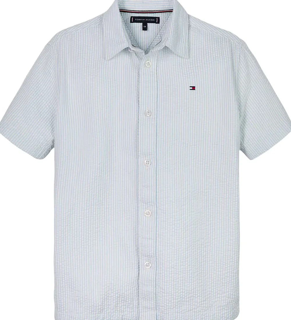 Konfirmationstøj-Tommy Hilfiger Skjorte - Seersucker - Breezy Blue White Stripe