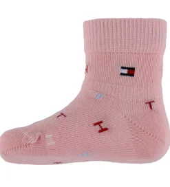 Strømper-Tommy Hilfiger Strømper - 2-pak - Rosa/Hvid m. Print