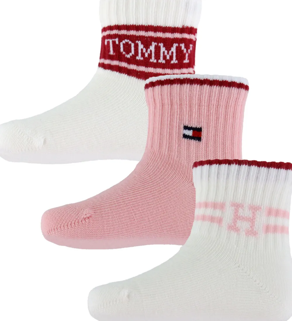 Tommy Hilfiger Strømper*Strømper - 3-pak - Pink/Hvid
