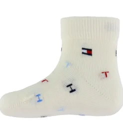 Strømper-Tommy Hilfiger Strømper - 2-pak - Lyseblå/Hvid m. Print