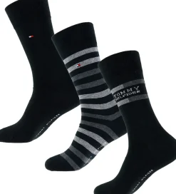 Strømper-Tommy Hilfiger Strømper - 3-pak - Sort m. Grå