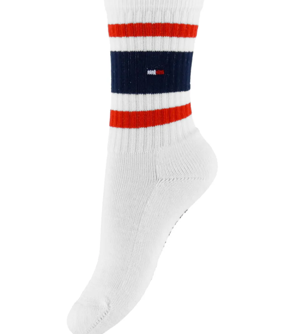 Basis|Strømper-Tommy Hilfiger Strømper - 2-pak - Hvid m. Logostriber