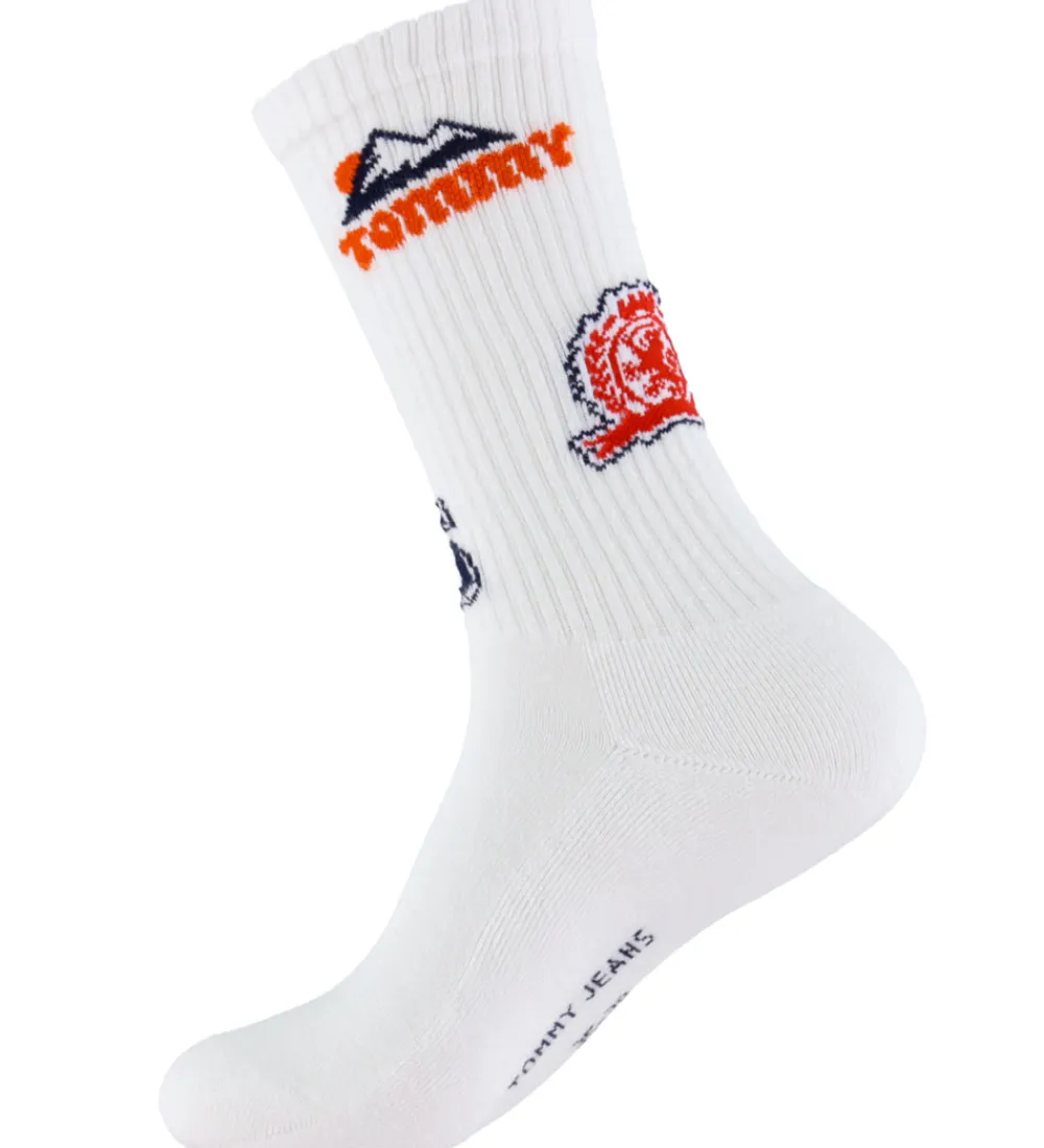 Strømper-Tommy Hilfiger Strømper - 2-pak - Hvid m. Rød