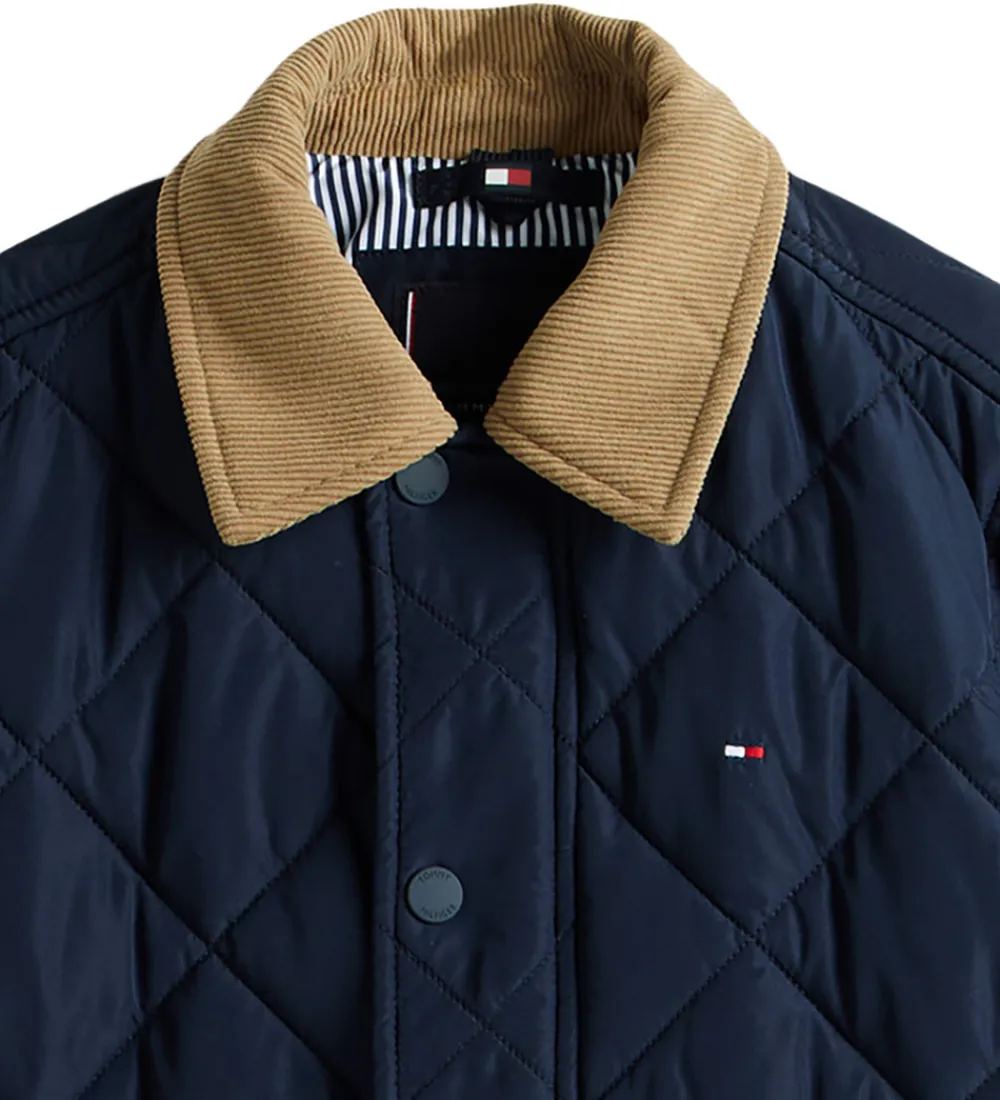 Termotøj-Tommy Hilfiger Termojakke - Quilted - Contrast Collar - Dark Nig