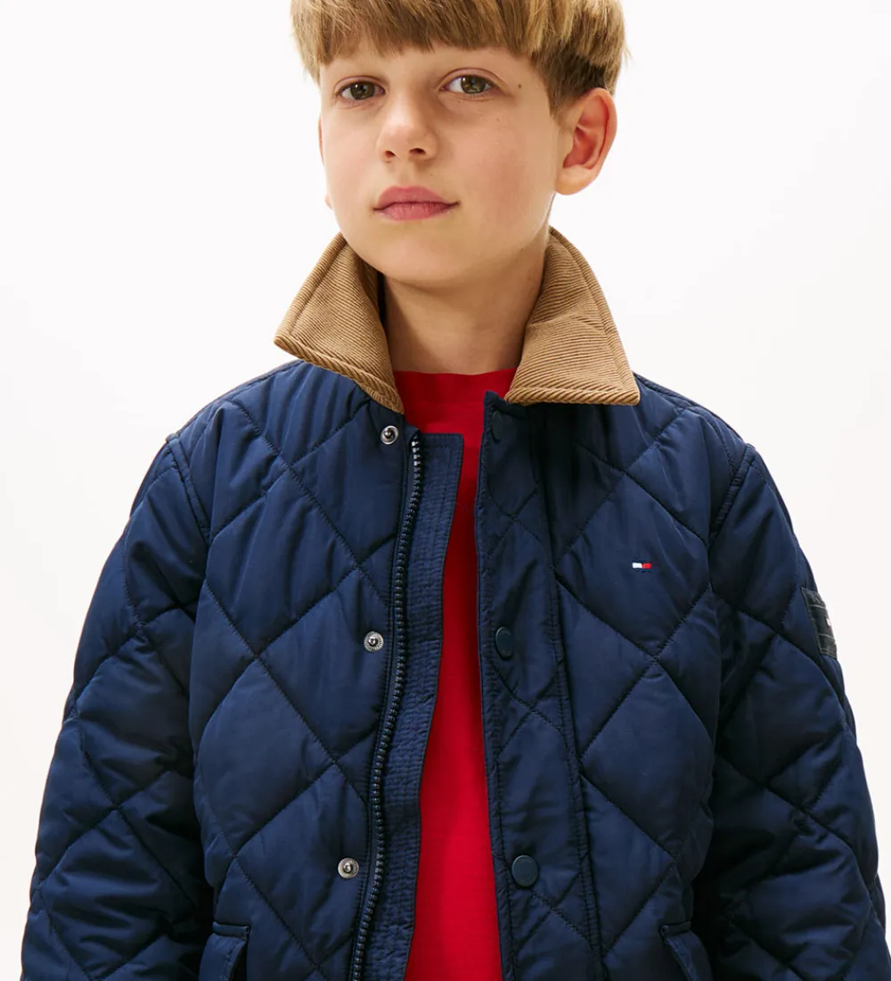 Termotøj-Tommy Hilfiger Termojakke - Quilted - Contrast Collar - Dark Nig