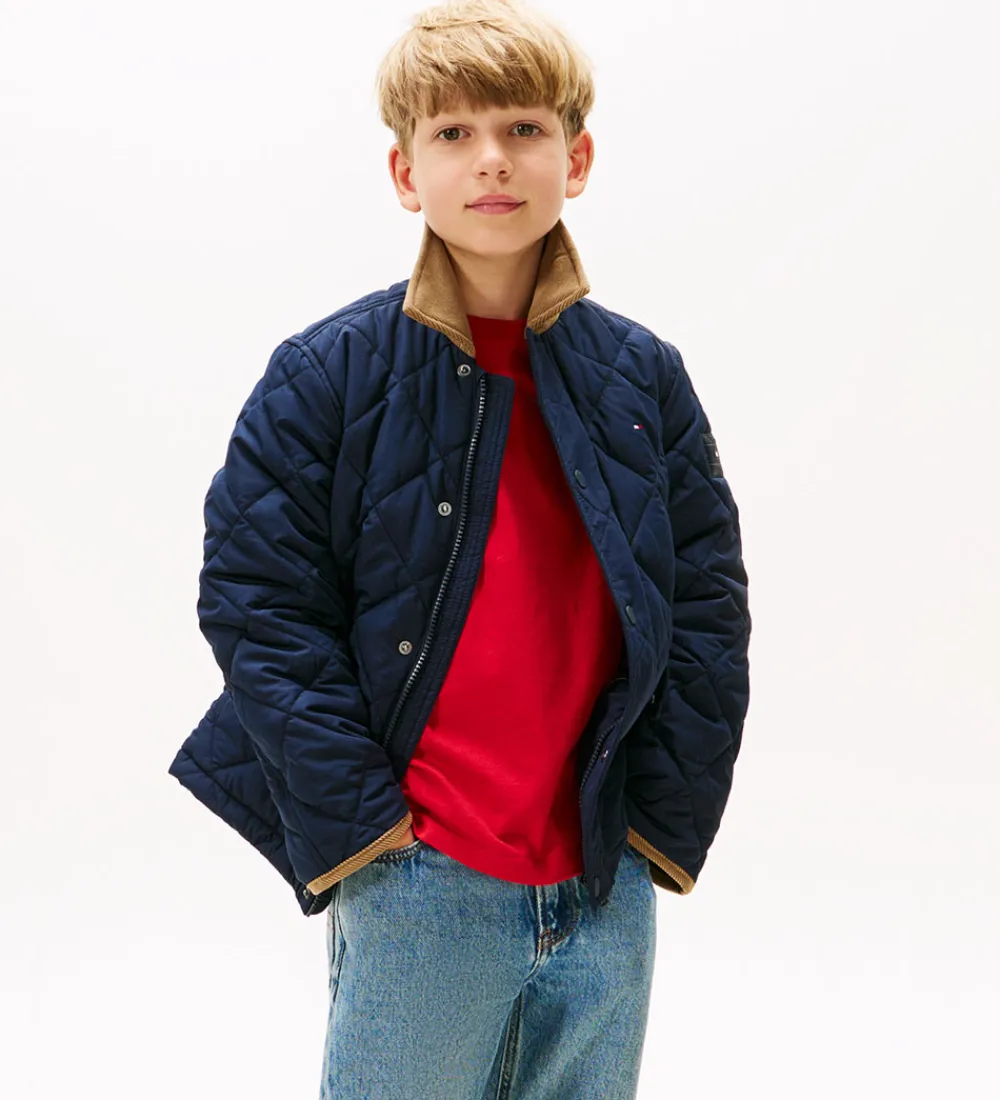 Termotøj-Tommy Hilfiger Termojakke - Quilted - Contrast Collar - Dark Nig