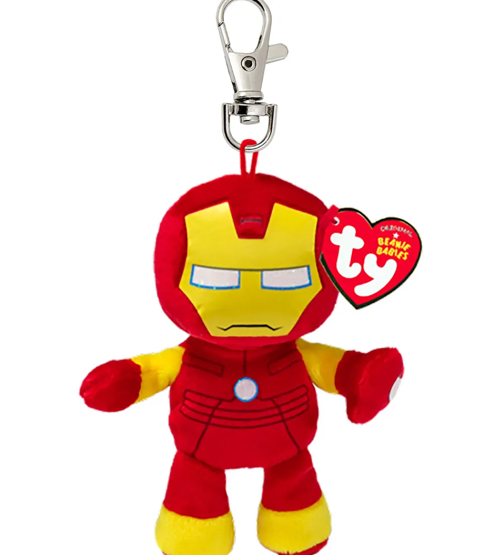 Nøgleringe-Ty Nøglering m. Bamse - Beanie Babies - 10 cm - Marvel Iron Man