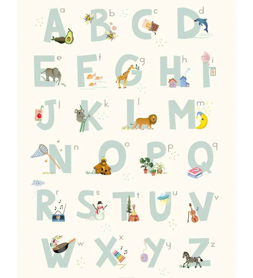 Vissevasse Plakater Og Billeder*Plakat - 30x40 - Alphabet Blue English