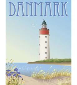 Plakater Og Billeder-Vissevasse Plakat - 30x40 cm - Danmark - Hvidt Fyrtårn