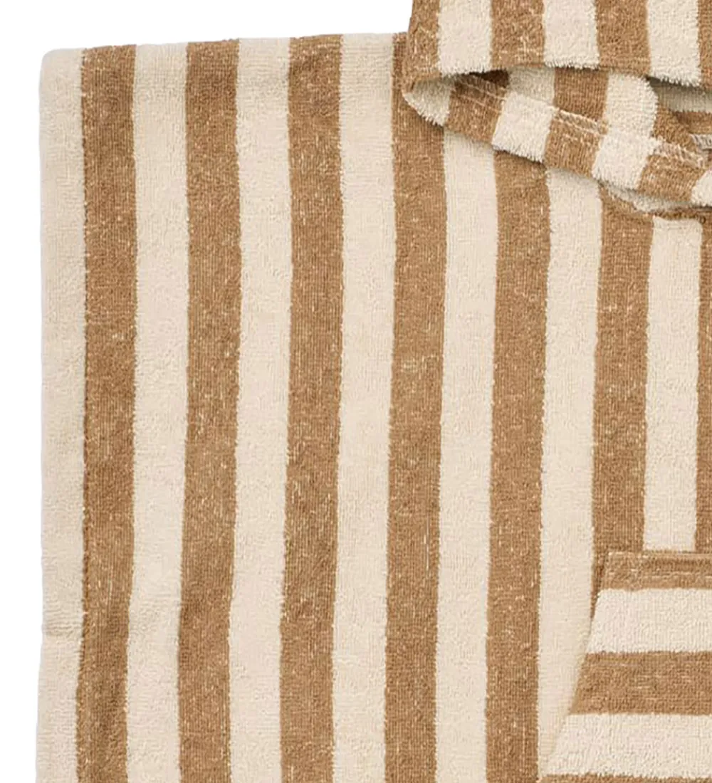 Wheat Babyhåndklæde- Og Poncho|Håndklæder*Badeponcho - Lille - Frotté - Cappucino Stripe
