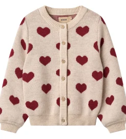 Cardigans-Wheat Cardigan - Merinould - Offwhite Melange m. Hjerter