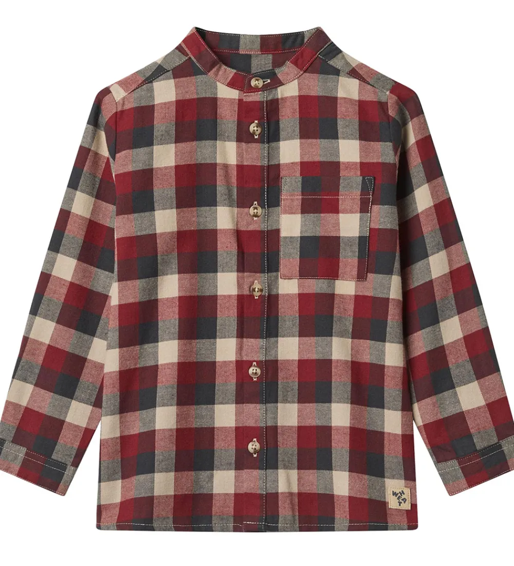 Skjorter-Wheat Skjorte - Willum - Red Blue Check
