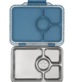 Yumbox Skole|Madkasser*Madkasse m. 4 Rum - Bento Steel - Paris Blue Glitter